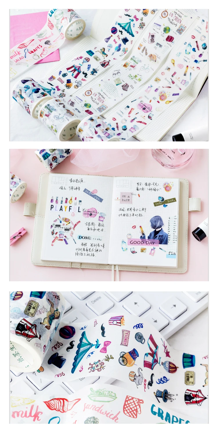 Dissipar a Tristeza Fita de Papel Lote Rocery Loja Fita Washi Mascaramento Decorativo 4 Pçs - 6 High Quality Material escolar e de escritório