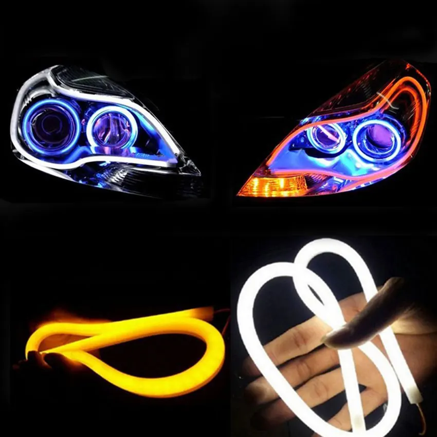 

2pcs LED Strip Tube Light for Car Head Lamp DRL Trun Signal Lights Soft Flexible 12V Car Lighting 30CM 45CM 60CM 85CM White