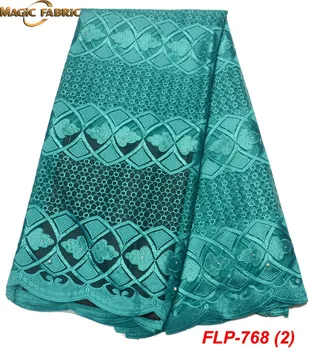 

High Quality Nigeria Net Lace Fabric Embroidery Mesh Tulle Lace With Beads African French Net Lace Fabric 5 Yards FLP-768