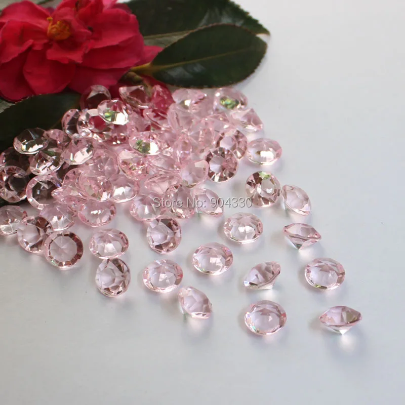 

Free Shipping LANZZAY 200pcs Pink 10mm 4 Carat Acrylic Diamond Confetti Wedding Party Table Vase Decoration Crystals