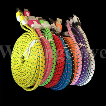 

200pcs/lot 3m 10FT Fabric Braided Flat USB 3.1 Type C cable Accessory Bundles for samsung s8 for LG G5 for Nexus 5x