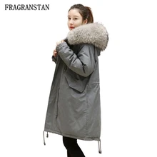 Женский Теплый пуховик Thcken с большим меховым воротником, зимняя новинка, модная женская Повседневная куртка высокого качества с карманами, свободные, Vestidos JQ76