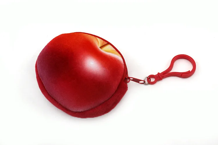 3D печать фруктовая серия застежка маленький кошелек маленькое яблоко ананас арбуз милый кошелек для монет 40 - Цвет: Red apple