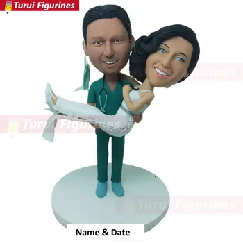 

Surgical Nurse Personalized Wedding Cake Topper Doctor Bobble Head Doctor Wedding Cake Topper Groom Holding Bride Surgical Docto