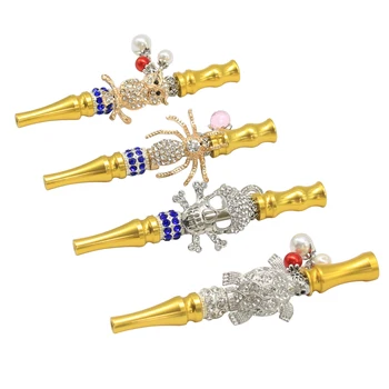 

Beautifull Gold Smoking Cigarette Holder Hookah Shisha Smoke Pipe Accessories Animal Beads Metal Aluminum Tobacco Pipe Holder
