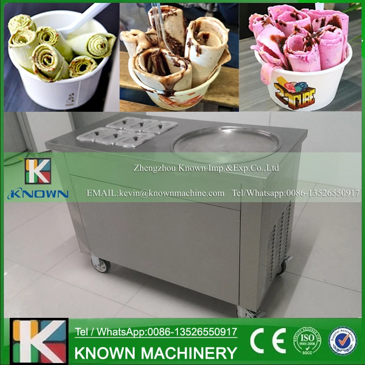 Full Stainless steel One Pan Fried ice cream roll machine pan Fry flat