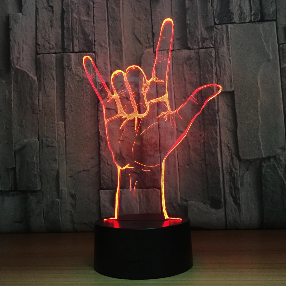 I Love You Sign Languag 3D ночник инструменты лампа 7 видов цветов LED USB прикроватная домашний