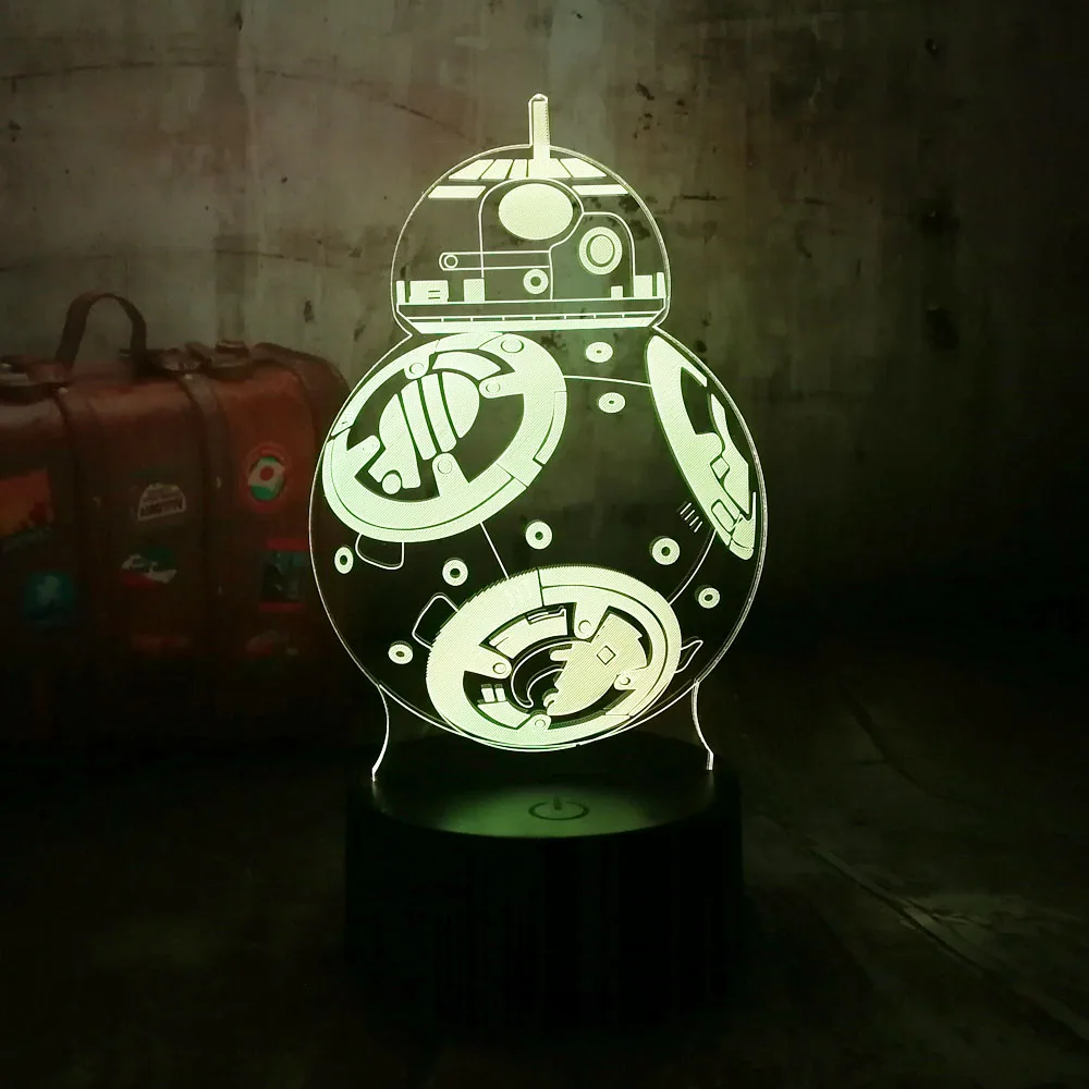 Горячая 3D Звездные войны Робот BB 8 настольная лампа светодиодный ночной