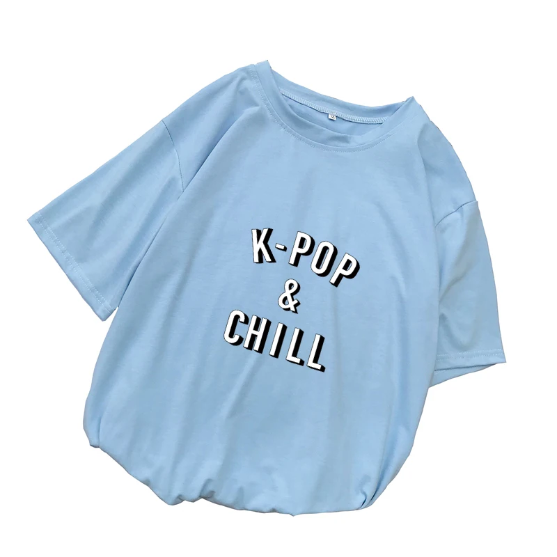 Kpop & Chill Letter Print T Shirts Women Summer Tee Shirt Femme Casual Losoe O-Neck Short Sleeve Harajuku Streetwear Female Tops (6)