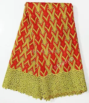 

Big heavy metalic lurex 5 yards Swiss guipure lace African cord water soluble fabric 9117 Hot Sale