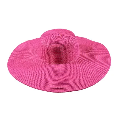 BINGYUANHAOXUAN,! модная летняя Женская Складная широкая широкополая шляпа с кантом пляжная соломенная шляпа от солнца - Цвет: rose red