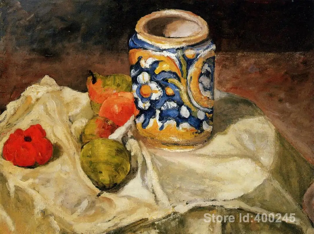 

Famous Arts Reproduction Still life with Italian earthenware jar Paul Cezanne Paintings High quality Hand painted