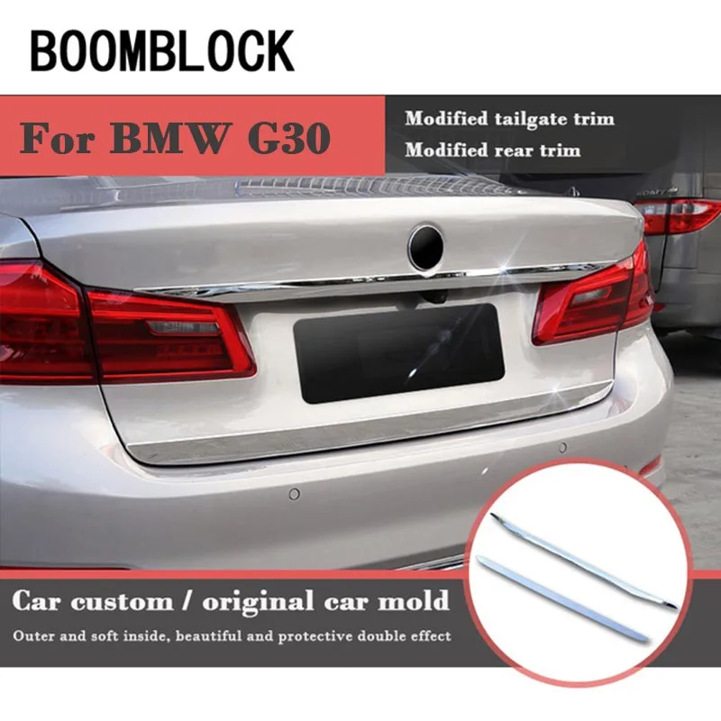 

BOOMBLOCK Tail Door Trim Trunk Rubbing Strips Stickers Car-styling For BMW G30 5 Series 2017 2018 Auto Protective Accessories