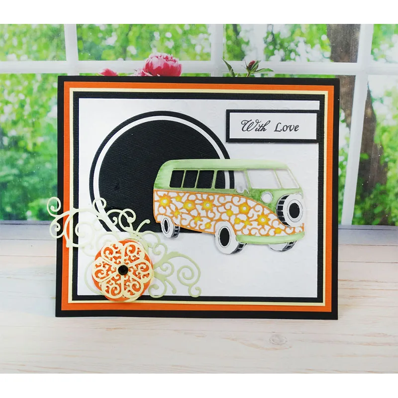 

Flower Bus Vehicle Car Metal Die Cuts Cutting Dies For DIY Scrapbooking Embossing Paper Cards Decorative Crafts New 2018 Diecut