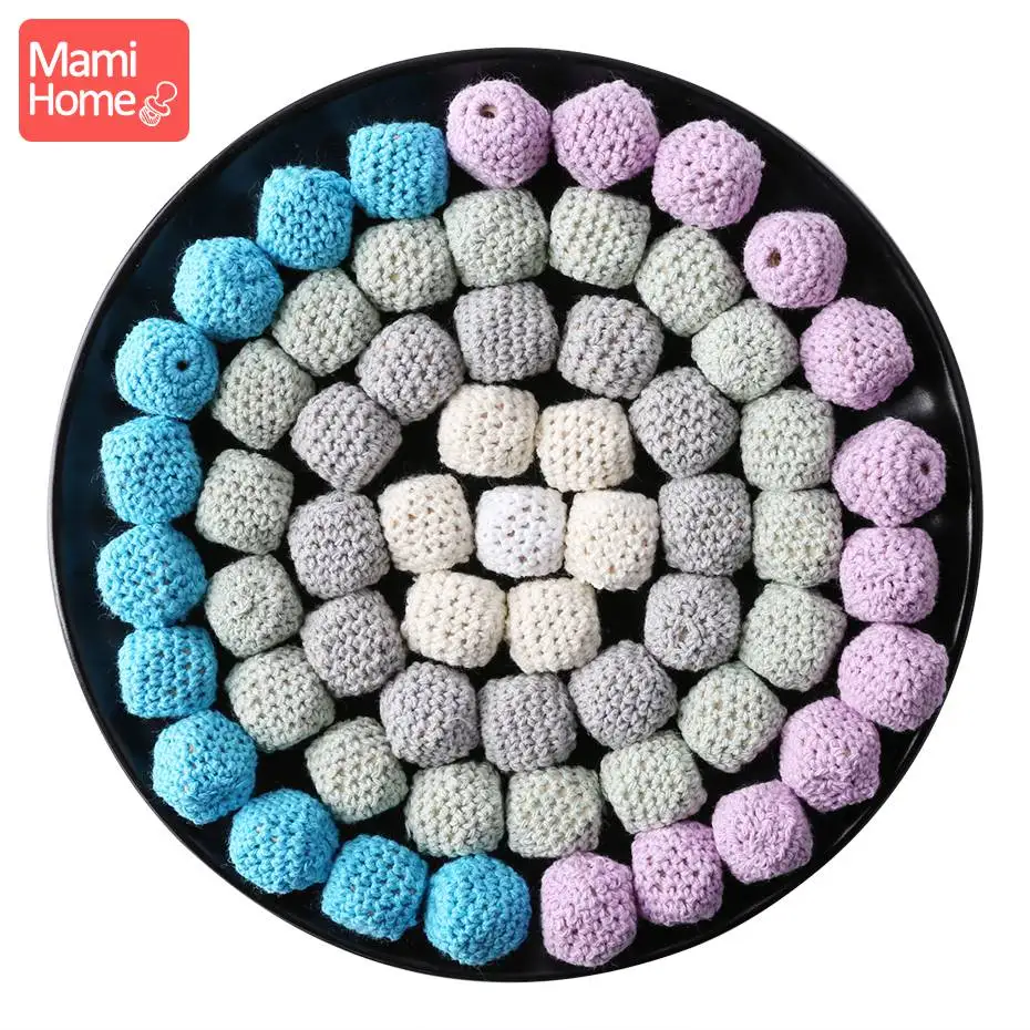 

mamihome 5pc Baby Teether Crochet Octagonal Beads Colorful Wood Beads DIY Bracelet Accessories BPA Free Wooden Teething Toys