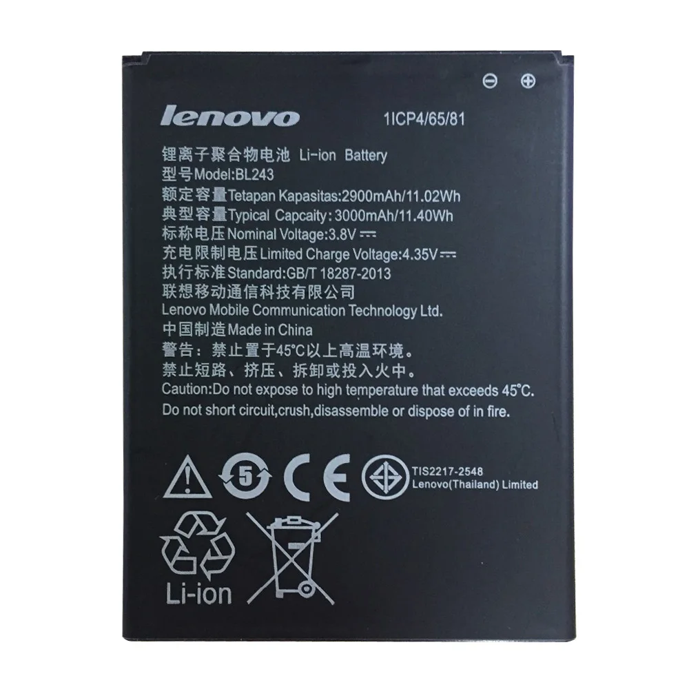 

for Lenovo K3 Note original Battery 2900mAh Li-ion Battery BL243 Replacement for Lenovo K3 Note K50-T5 Smartphone