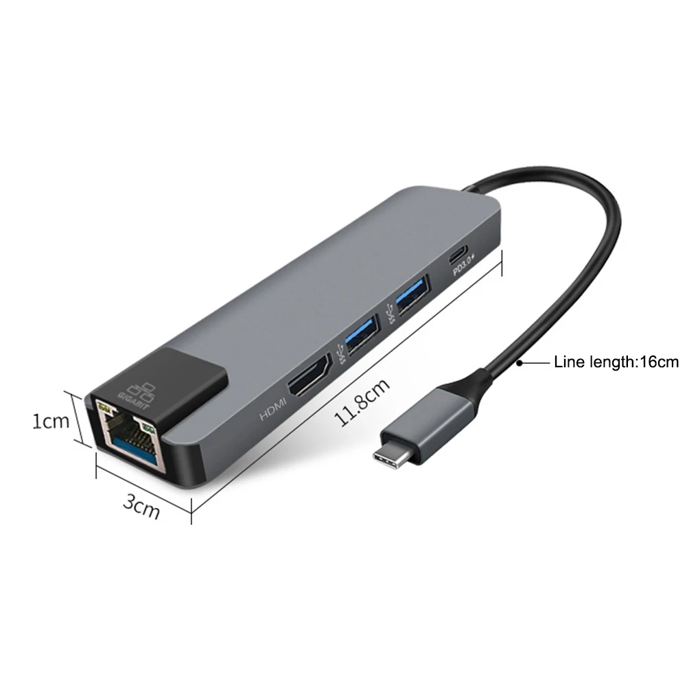 5 в 1 концентратор USB Type C Hdmi 4K Gigabit Ethernet Rj45 Lan адаптер для Mac book Pro Thunderbolt 3 зарядное