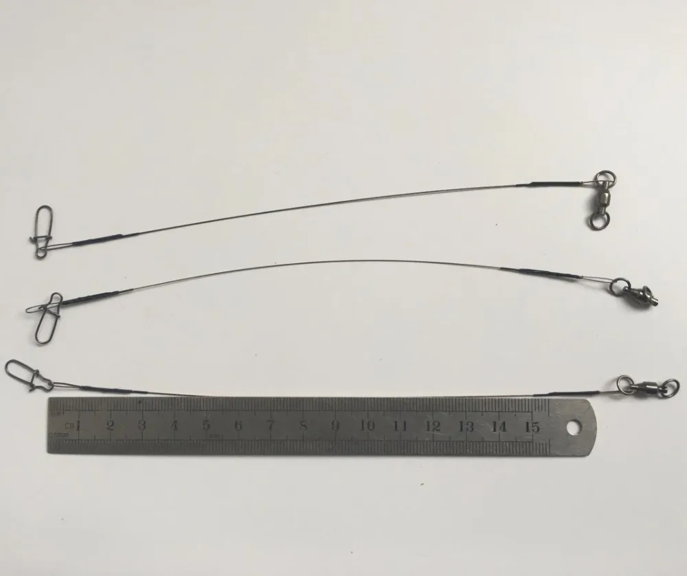 

3pcs 8" 27lb Micro Leader w/ Ball Bearing Swivel Fishing Lure Hooks Line Trace Wire Leader Swivel Spinner Shark Spinning