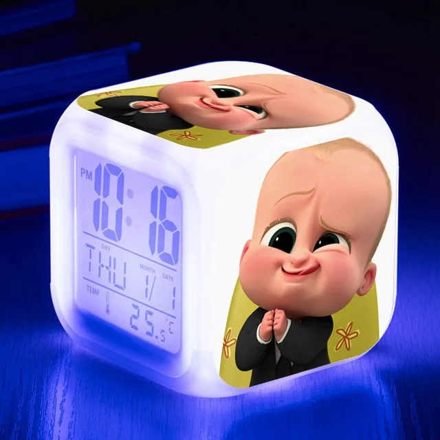 Kids Birthday Gifts Movie The Boss Baby LED Alarm Clock Digital reloj despertador Multifunction