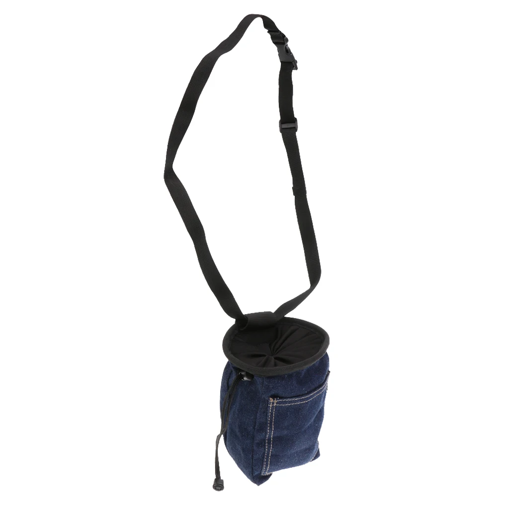 

Denim Rock Climbing Chalk Bag With Waist Belt & Drawstring Closure