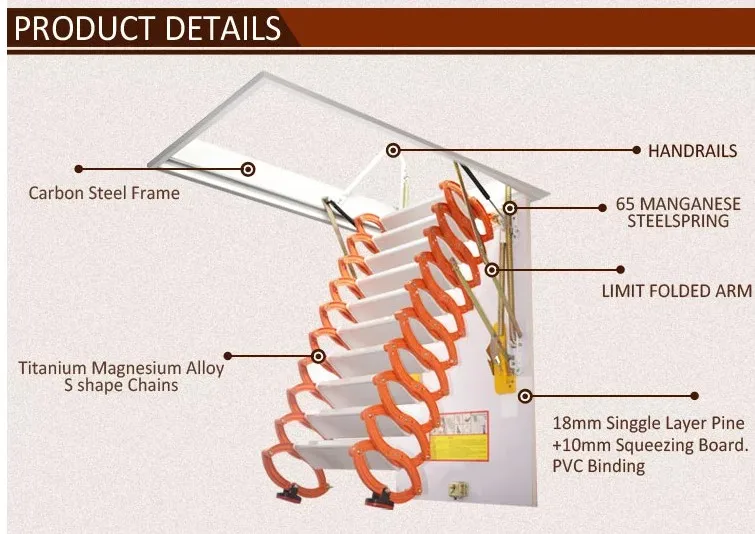 Титановый Магниевый сплав Бытовая выдвижная лестница для лофт домашняя складная лестница на чердак пользовательский титановый Магниевый сплав