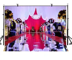 См 210x150 см Свадебный фон красный шторы и красивые цветы Декорации для свадебной фотосъемки для камера реквизит фотосессии