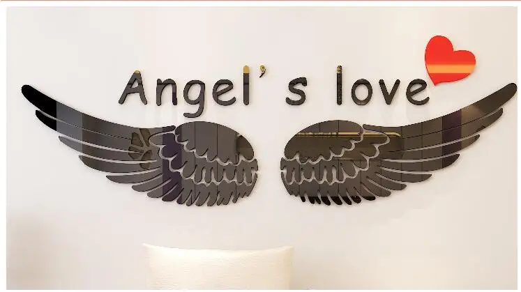 Крылья ангела, акриловые 3D наклейки на стену для детской комнаты, гостиной, кабинета, сделай сам, художественный Настенный декор, украшение на стену в спальню