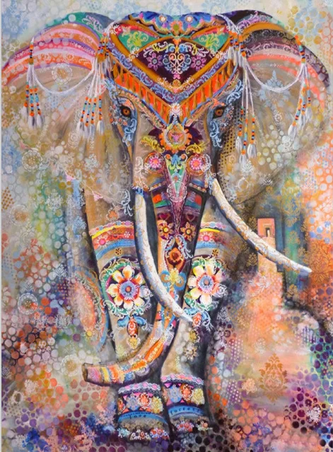

Diamond Painting Colour Elephant 3D Diamond Embroidery Animal Cross Stitch Needlework Home Decor Round drill unqiue gift