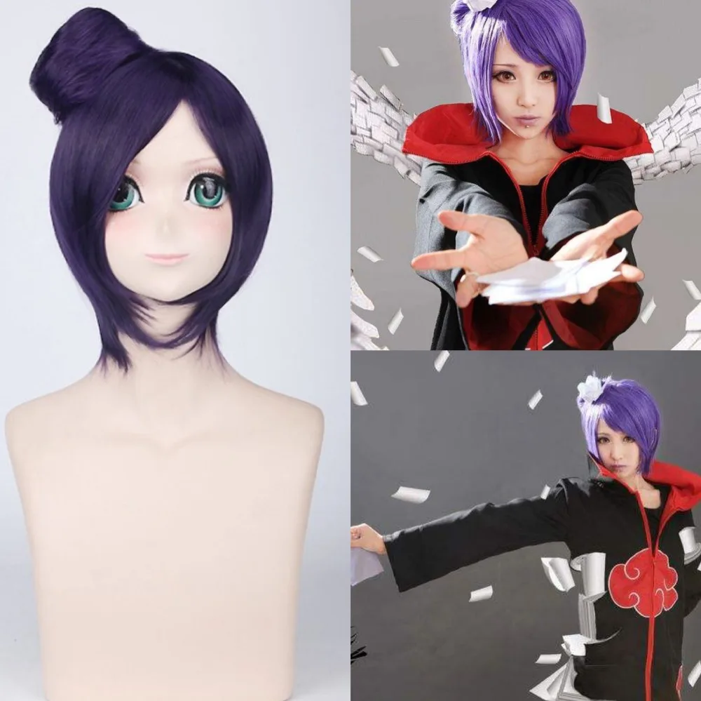 NARUTO angel Konan Cosplay Wigs for girl 40cm Short Straight Synthetic