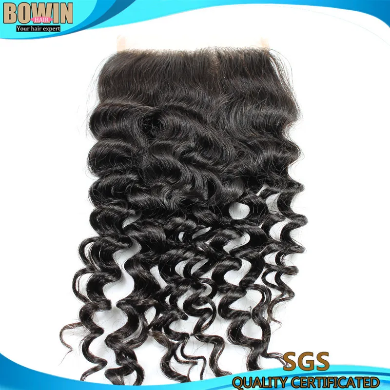 

Grade 6A Virgin Malaysian Hair Kinky Curly  Lace Closure Free Part 4x4 Deep Curly Closure Malaysian Kinky Curly