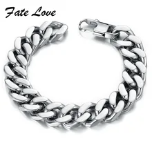 Fate Love Панк Байкер 316L Нержавеющая сталь Мужской браслет велосипед цепь браслет 14 мм толще ширина ювелирные изделия мужской подарок fl720