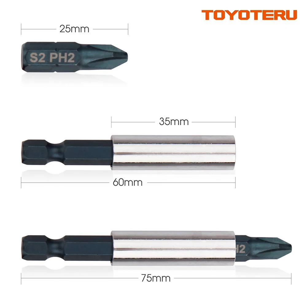 TOYOTERU насадки для отвертки Магнитный 17 шт S2 завинчивания Набор бит с крестообразная Phillips U Тип квадратный Биты