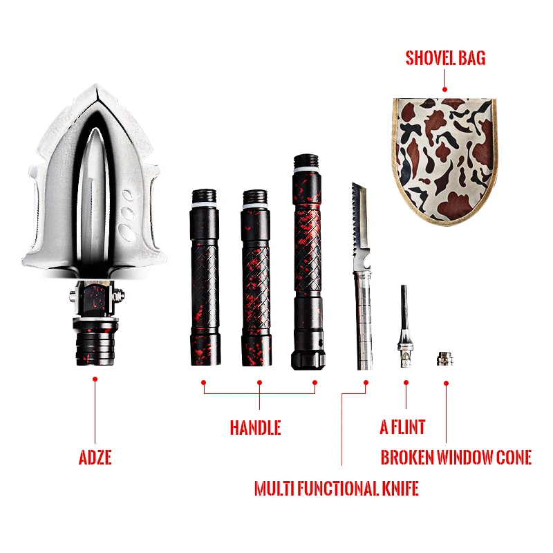New Engineering Shovel Multi-function Outdoor Folding Shovel Self-defense Camping Self-driving Equipment