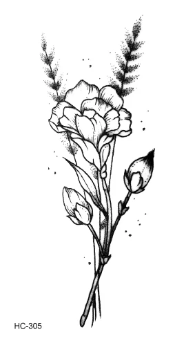 HC300-339 боди-арт черно-белый Рисунок маленький элемент маленькие цветы цветочный балет передача воды временные искусственные татуировки наклейка