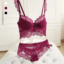 Сексуальный винтажный комплект с бюстгальтером из чистого кружева с мягкими чашечками