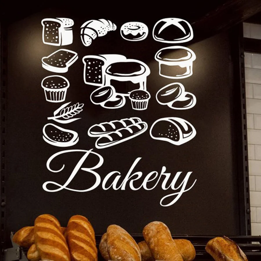 

Pastries Wall Stickers Bakery Bread Pastry Wall Decals Cakes Biscuits Food Wall Decal Window Sticker Store Logo Art Mural C187