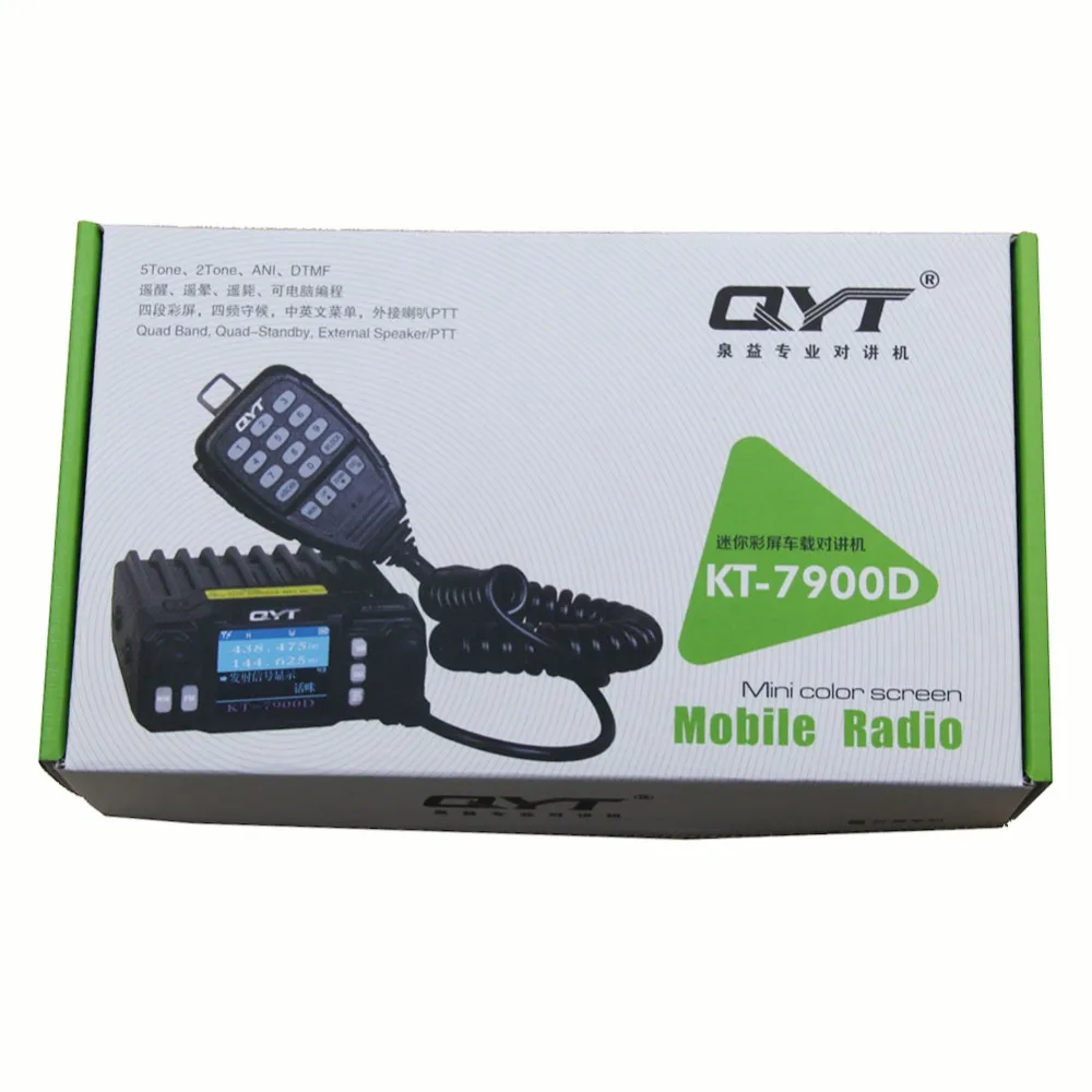 2 шт. четырехдиапазонный мобильный рация, qyt KT-7900D VHF 136-174/220-270 МГц/UHF 350-390/400-480 МГц 25 Вт Мощность CTCSS/DCS Автомобильная рация