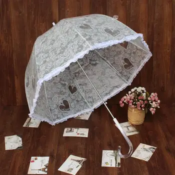 

Fashion White Lace Umbrella Mushroom Umbrella Long-handled Cute Wedding Princess Umbrella Lace Transparent Waterproof