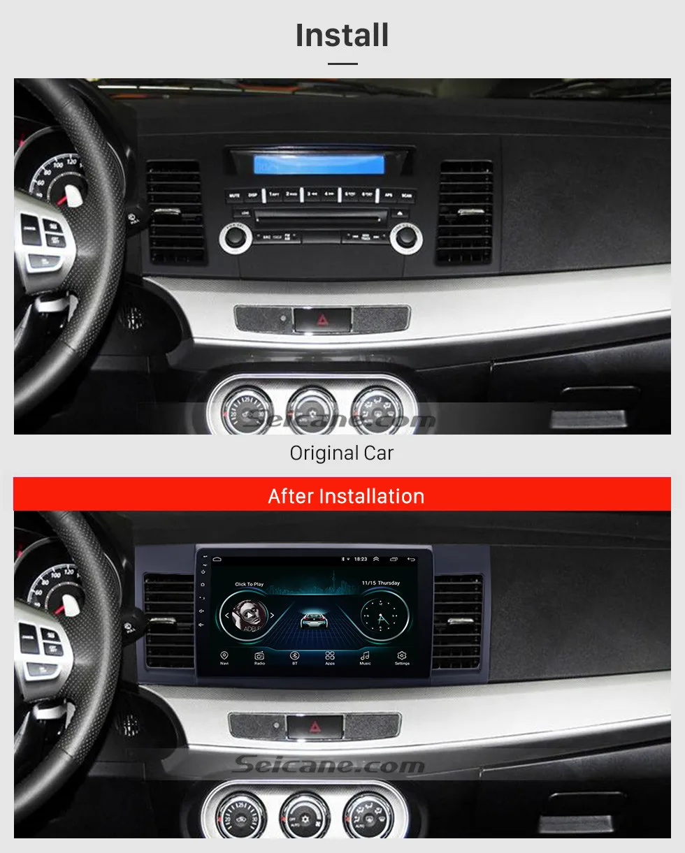 Excellent Seicane Android 8.1 2RAM Car Auto Radio Head Unit GPS Audio Multimedia Player For Mitsubishi Lancer-ex 2008 2009 2010 2011-2015 3