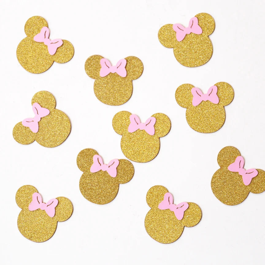Mickey mouse Confetti,glitter gold and pink party decor, Minnie Mouse