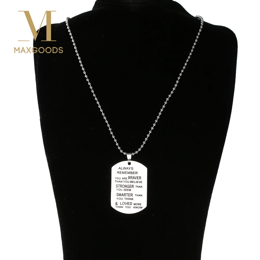 

1 Pcs New Arrival Men Necklace Jewelry Dog Tag Pendant Necklaces Stainless Steel Pendants Military Army Tag Necklace Wholesale