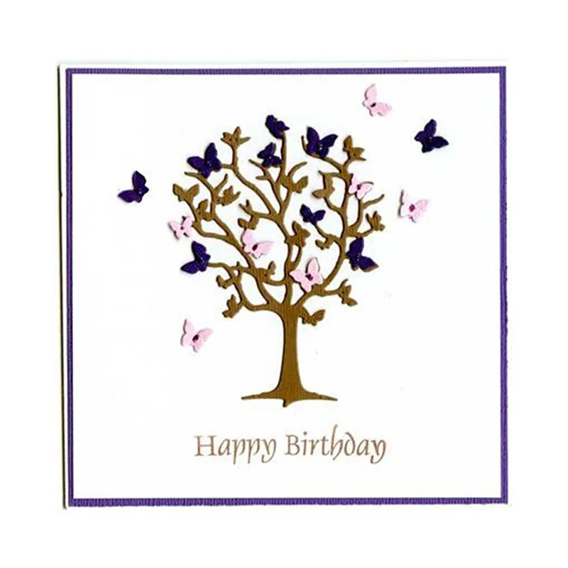 

YaMinSanNiO 4 Pcs/lot Metal Cutting Dies Scrapbooking For Card Making DIY Embossing Cuts New Craft Cartoon Tree Birds Elements