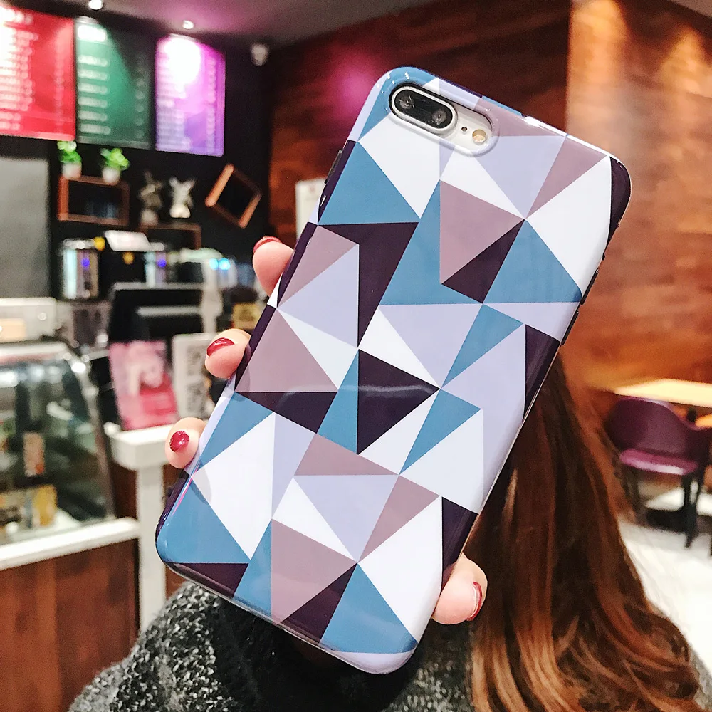 Бесплатная доставка геометрический клетчатый чехол для iPhone XR XS Max X 8 7 Plus 6 S Мягкий