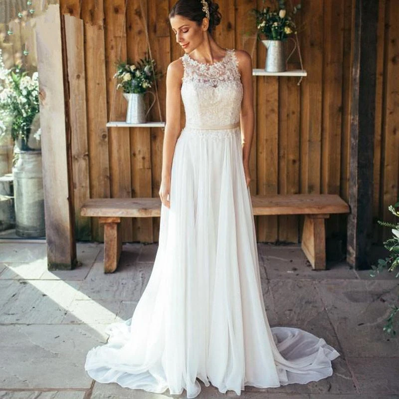 Vestidos De Novia шифоновое пляжное винтажное Бохо кружевное недорогое свадебное платье Robe De Mariage свадебное платье Casamento импортированное из Китая