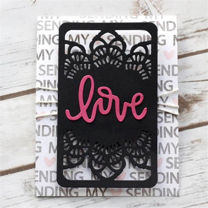 DiyArts Word Love Metal Cutting Dies Heart Frame Dies for Scrapbooking