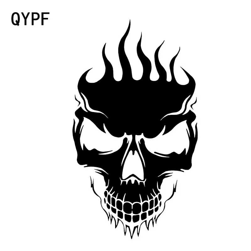 QYPF 10 1*17 8 см Самое крутое пламя украшение черепа автомобильная наклейка черная