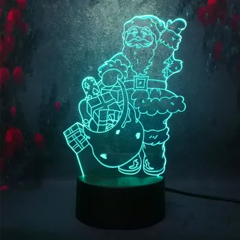 

Hot Sell 3D Santa Claus Xmas New Year Merry Christmas 3D LED 7 Color Night Light USB Desk Lamp Home Decor Child Birthday Gift