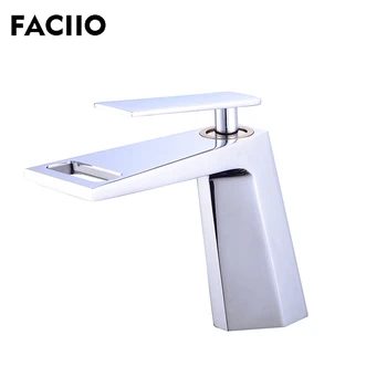 

FACIIO Basin Faucet Bathroom Single Handle Silver Water Taps Chrome-plated Bathroom Sink Tap Cold and Hot Water Faucets YD-1007