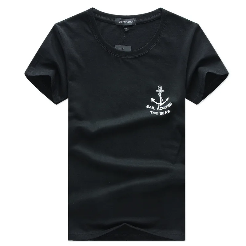 

Andrecarr Microelastic man t shirt summer 2018 casual t shirts short-sleeved tshirt cotton ship's anchor T-shirt for men 5XL