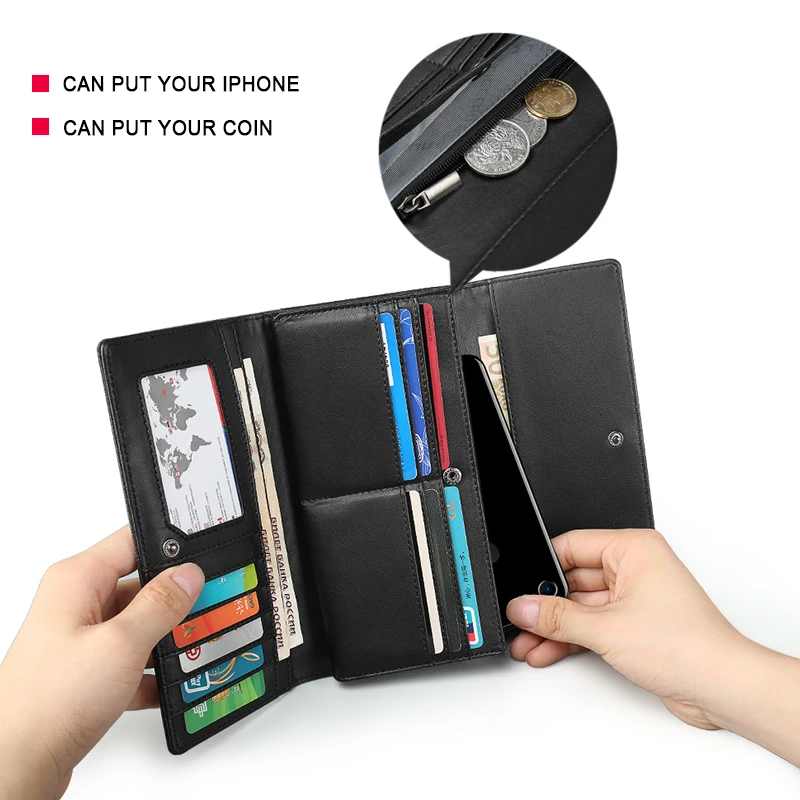 Goede Tigernu Casual Man Lange Portemonnee Mannelijke Coin Multi Pockets Geld Dollarcard Houder Portemonnees Voor Mannen Mode Stijl Portemonnee Kaarthouder